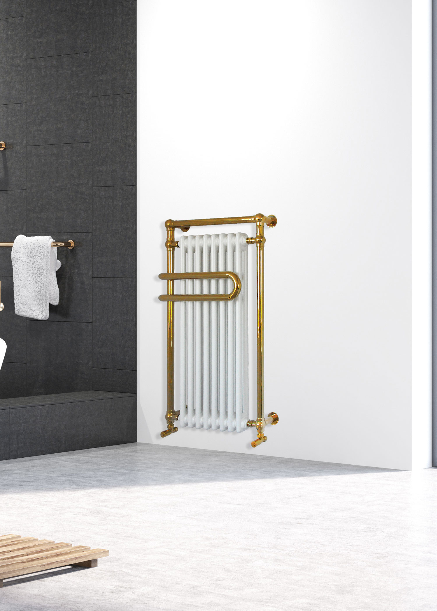 Ultraheat Devon - DE695 - 995mm (H) x 560mm (W)  finished in Polished Gold