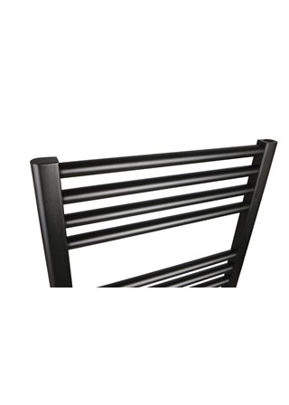Ultraheat Chelmsford Straight Black Towel Rail - Close Up Ultraheat Chelmsford Straight Black Towel Rail - Close Up