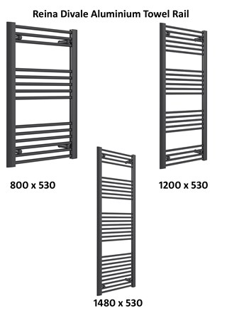 Reina Divale Aluminium Heated Towel Rail 