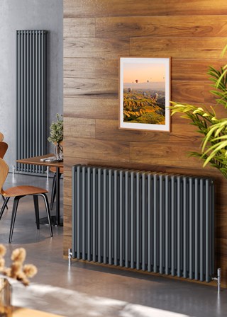 Apollo Roma 2 Column Vertical Radiator - Slate Grey Gloss (RAL7015G)