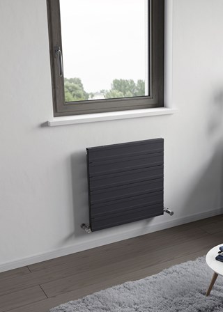 Eucotherm Deimos Horizontal Aluminium Radiator - 603mm (H) x 600mm (W) - Textured Anthracite Finish 