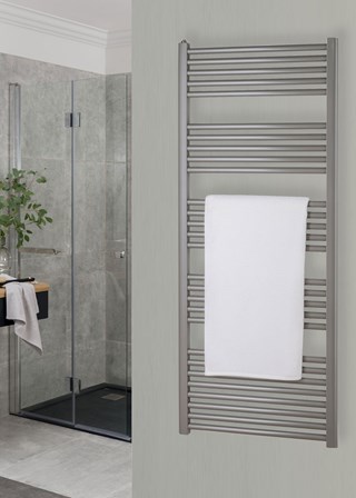 Tempora Line Towel Rail - Finished in RAL9007 Grey Aluminium (RAL9016 Traffic White is standard)