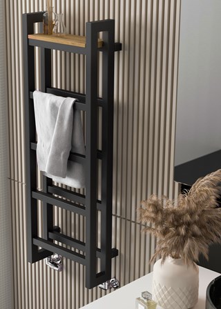 Terma Stand - 1150mm (H) x 450mm (W) - Modern Grey Finish (shown with optional oak shelf)