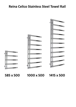 Reina Celico Stainless Steel Designer Heated Towel Rail 