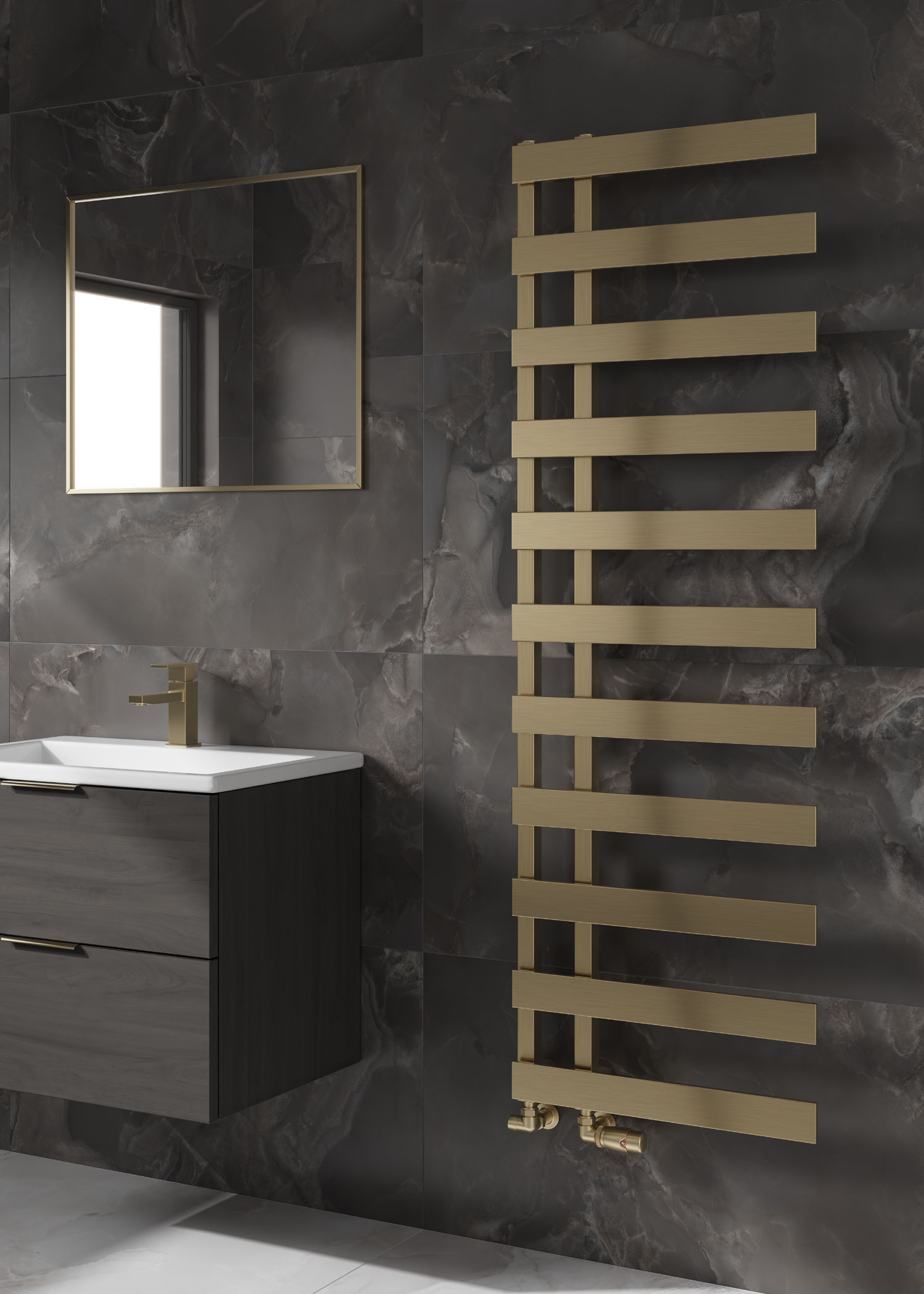 Reina Florina finished in Brushed Brass - 1525 x 500