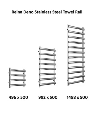 Reina Deno Stainless Steel Straight Heated Towel Rail 