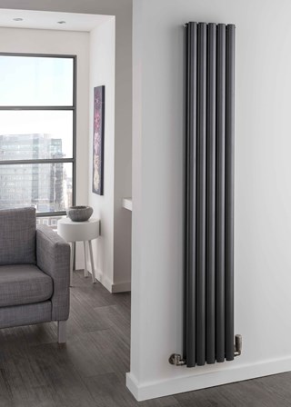 The Radiator Company Ellipsis Double Vertical - Image shown in Anthracite RAL7016