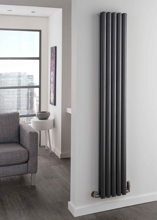 The Radiator Company Ellipsis Double Vertical - Image shown in Anthracite RAL7016 The Radiator Company Ellipsis Double Vertical - Image shown in Anthracite RAL7016