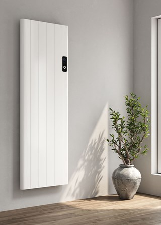 Reina Maia Vertical Electric Radiator finished in White - Size Shown 1600mm (H) x 544mm (W) Reina Maia Vertical Electric Radiator finished in White - Size Shown 1600mm (H) x 544mm (W)
