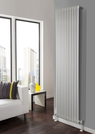 The Radiator Company Sitar Single Vertical - Image shown in White RAL9016 The Radiator Company Sitar Single Vertical - Image shown in White RAL9016
