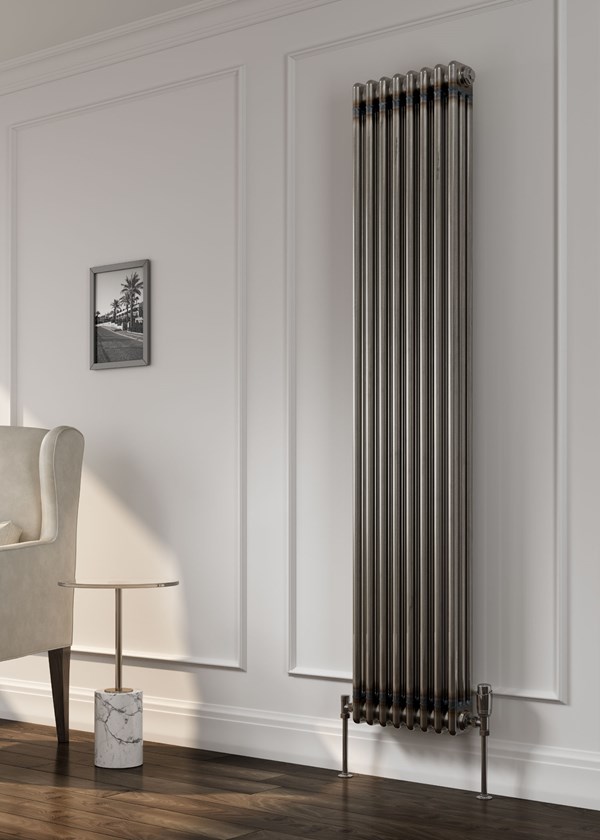 Reina Colona 3 Column Vertical Radiator Finished in Lacquer (Raw Material Steel) - Size shown 1800mm (H) x 380mm (W) Reina Colona 3 Column Vertical Radiator Finished in Lacquer (Raw Material Steel) - Size shown 1800mm (H) x 380mm (W)