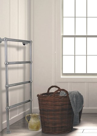 JIS Sussex Fletching Floor To Wall Electric Traditional Heated Towel Rail
