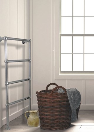 JIS Sussex Fletching Floor To Wall Traditional Heated Towel Rail