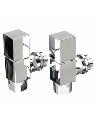 The Radiator Company Mini Cube Valves - Image shown Angled Chrome