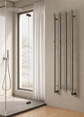 Reina Solara Electric Towel Rail finished in Brushed Gunmetal - Size Shown 1500mm (H) x 400mm (W)