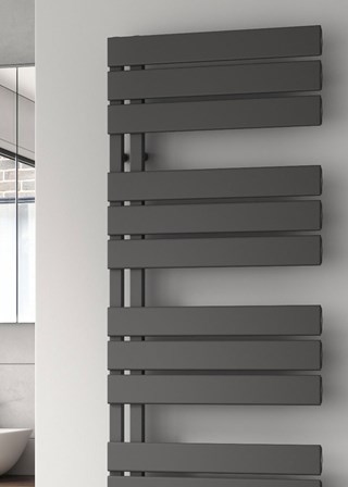 Reina Vada towel rail finished in Anthracite - 1510mm (H) x 500mm (W) - Close-Up Reina Vada towel rail finished in Anthracite - 1510mm (H) x 500mm (W) - Close-Up