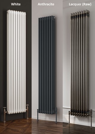 Reina Colona Vertical Radiators (3 Column shown) - Finished in White, Anthracite and Lacquer (Raw Material Steel)