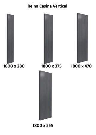 Reina Casina Vertical Aluminium Radiator - Black Satin