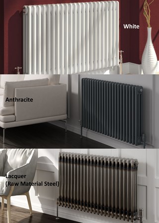 Image showing Reina Colona 3 Column Horizontal - Top Image = White/ Middle Image = Anthracite / Bottom Image = Lacquer (Raw Material Steel) Image showing Reina Colona 3 Column Horizontal - Top Image = White/ Middle Image = Anthracite / Bottom Image = Lacquer (Raw Material Steel)
