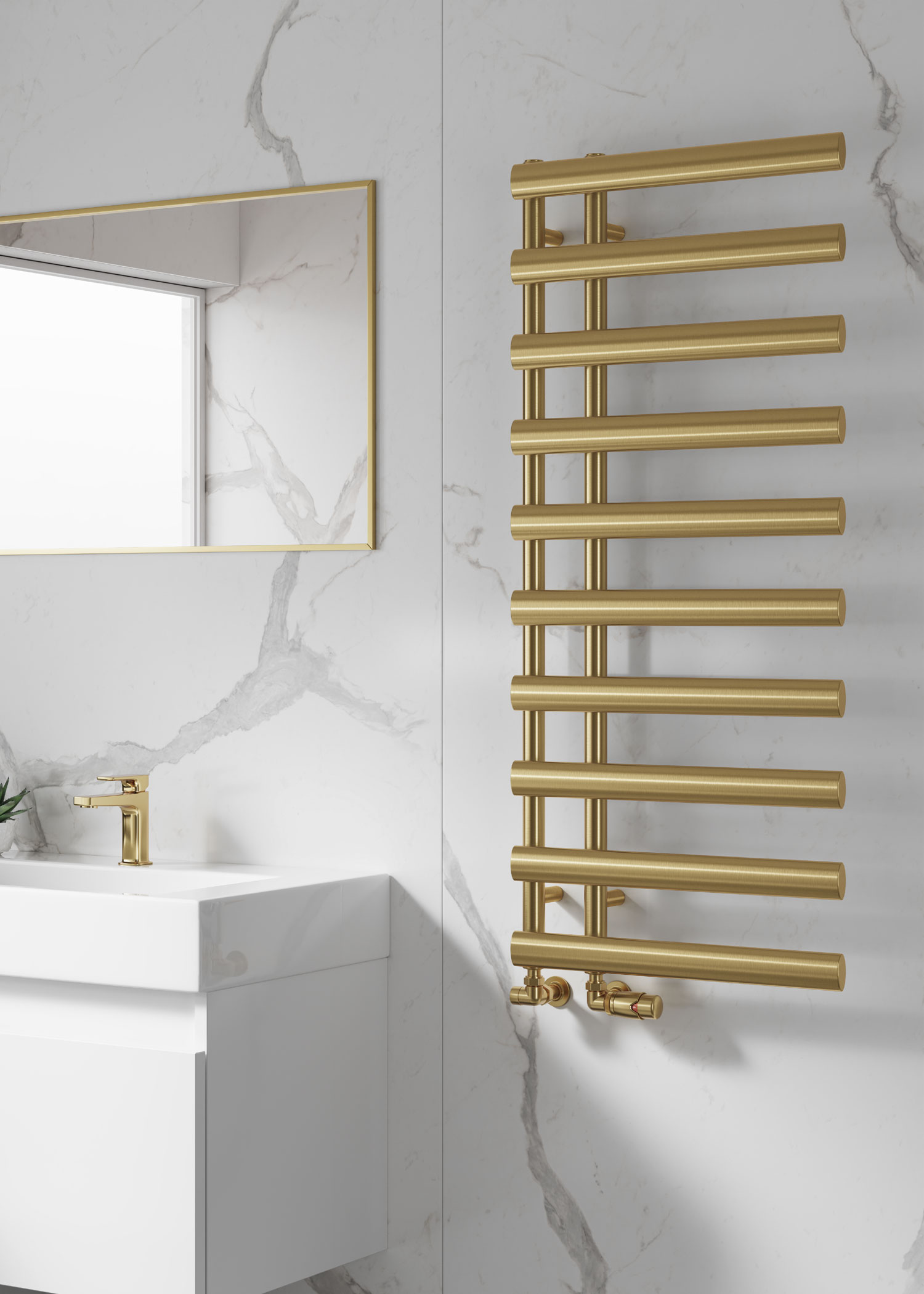 Reina Grace finished in Brushed Brass - 1140 x 500