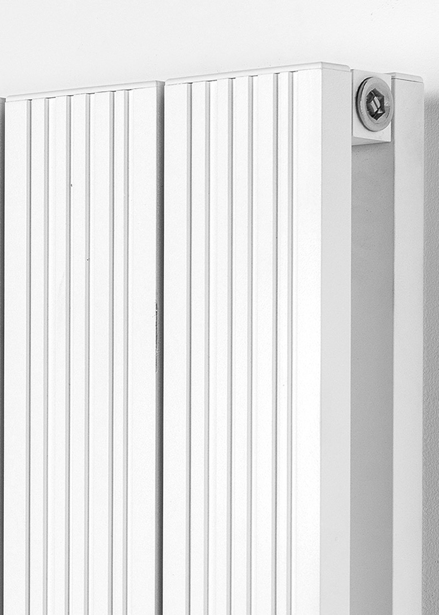 Duoline Vertical finished in White Texture, Groove Side Showing - Close-Up