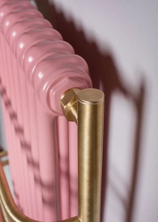 Burnham finished in Lacquered Polished Brass with Blush Pink radiator insert (integral radiator with different finish at additional cost) Burnham finished in Lacquered Polished Brass with Blush Pink radiator insert (integral radiator with different finish at additional cost)