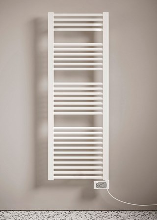 The Radiator Company Lupin Electric Straight White Heated Towel Rail  