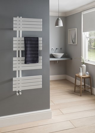 The Radiator Company Piano Lato Towel Rail - Image shown in White RAL9016 The Radiator Company Piano Lato Towel Rail - Image shown in White RAL9016