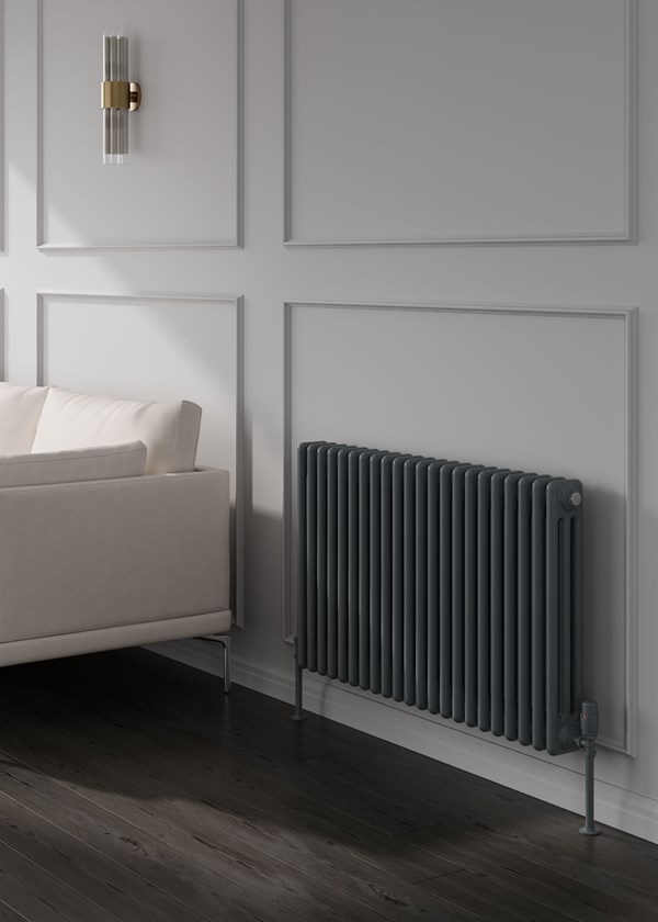 Reina Colona 3 Column Horizontal Radiator Finished in Anthracite - Size shown 600mm (H) x 1010mm (W) Reina Colona 3 Column Horizontal Radiator Finished in Anthracite - Size shown 600mm (H) x 1010mm (W)