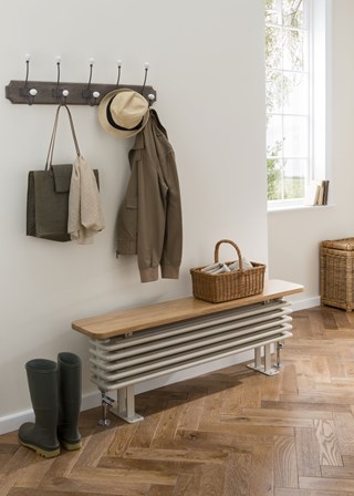 The Radiator Company Ancona Bench Seat - Image shown in Mottled White Gold The Radiator Company Ancona Bench Seat - Image shown in Mottled White Gold