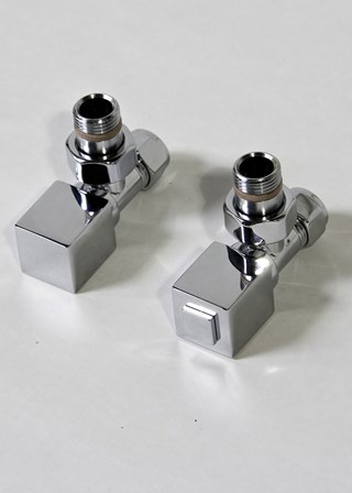 JIS Sussex Square Angled Chrome Manual Radiator Valves 