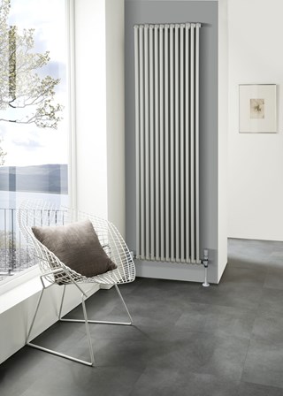 The Radiator Company Sax Single Vertical - Image shown in White Aluminium RAL9006