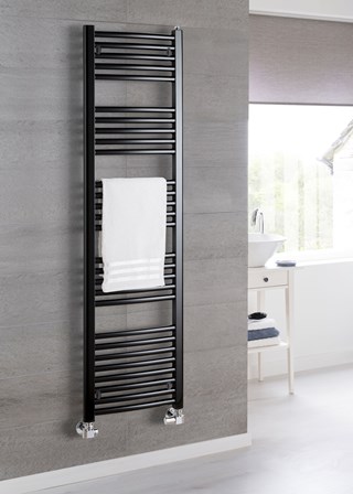 The Radiator Company Poppy Towel Rail - Image shown in Jet Black RAL9005 The Radiator Company Poppy Towel Rail - Image shown in Jet Black RAL9005