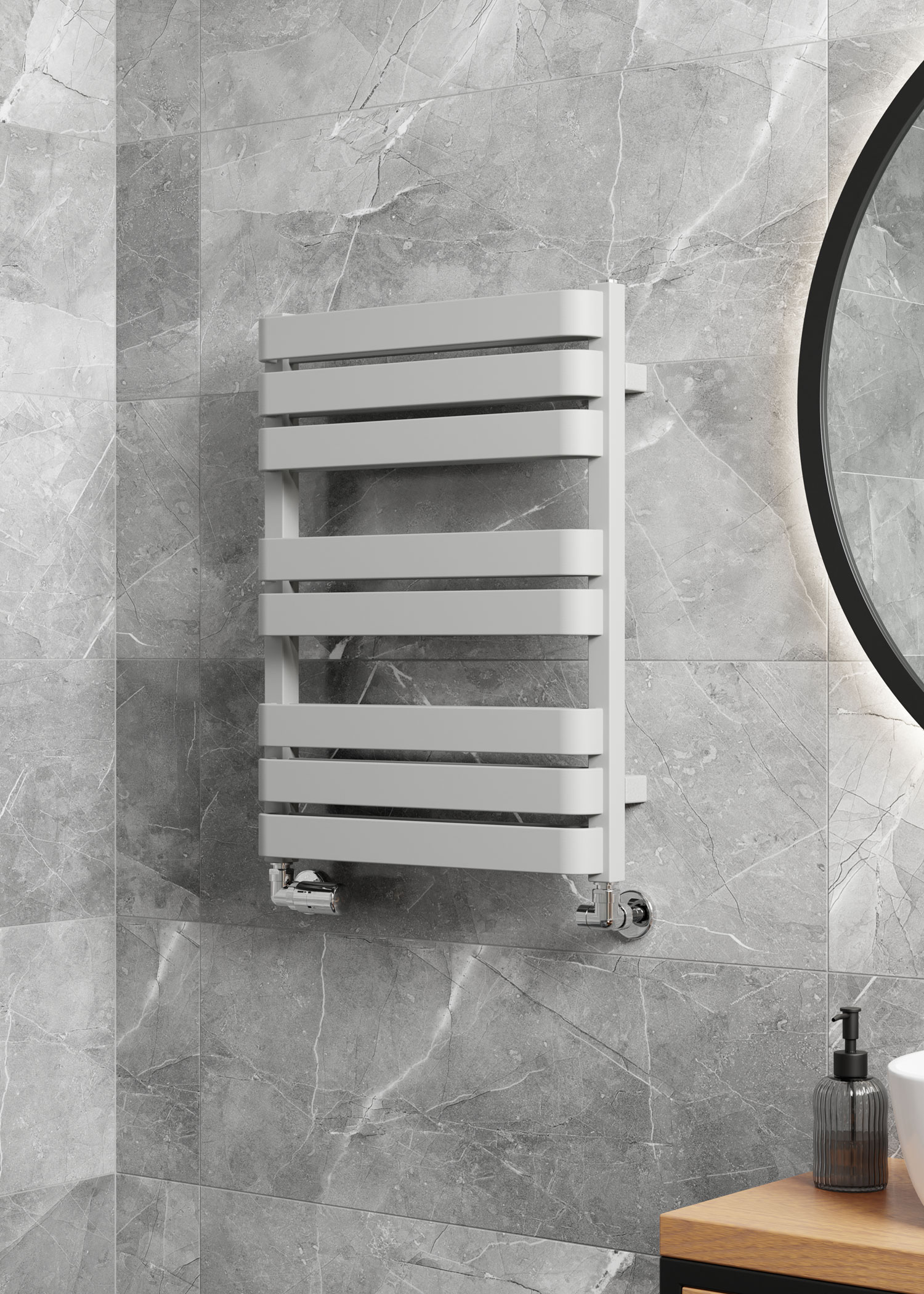 Terma Warp T Bold - 655mm (H) x 500mm (W) - Salt 'N' Pepper Finish