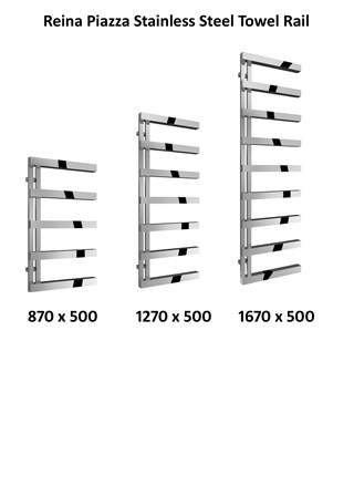 Reina Piazza Stainless Steel Designer Heated Towel Rail 