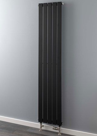 Supplies 4 Heat Beaufort Slim Vertical Single - Image shown in Matt Black with Underneath Connections
