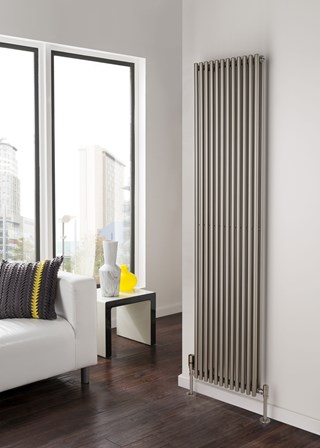 The Radiator Company Sitar Double Vertical - Image shown in Grey Aluminium RAL9007