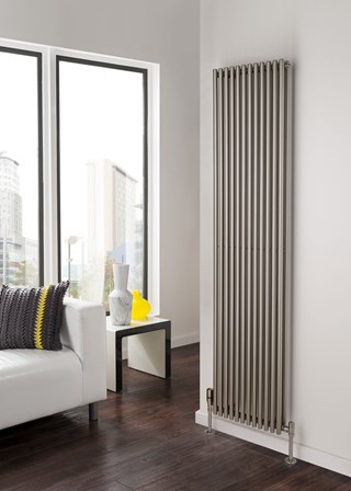The Radiator Company Sitar Double Vertical - Image shown in Grey Aluminium RAL9007 The Radiator Company Sitar Double Vertical - Image shown in Grey Aluminium RAL9007