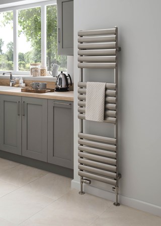 The Radiator Company Ellipsis Towel Rail - Image shown in Platinum