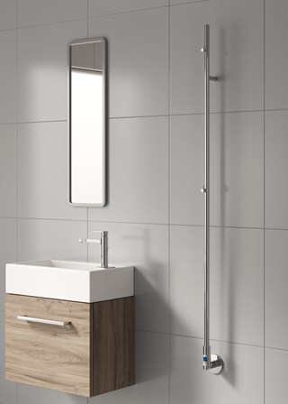 Reina Ines Electric Towel Rail finished in Polished Stainless - Size Shown 1500mm (H) x 22mm (W)
