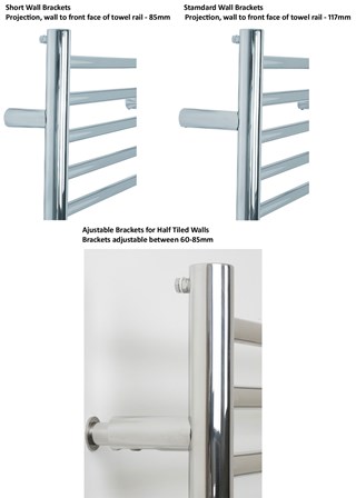 JIS Sussex Brackets - Short (B60), Standard (B85) and Adjustable (for half tiled walls - BADJ)