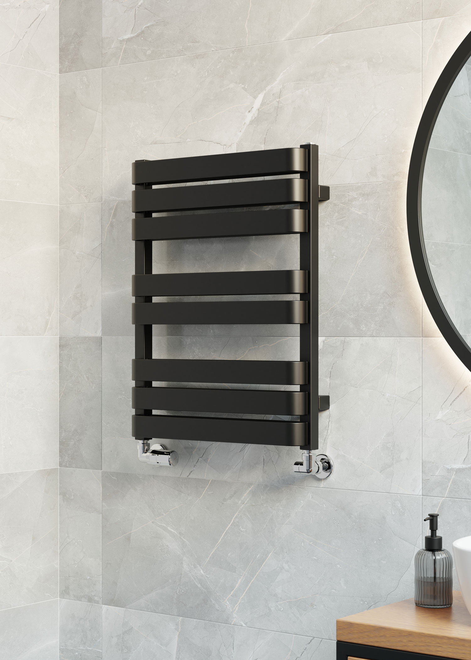 Terma Warp T Bold - 655mm (H) x 500mm (W) - Matt Black Finish