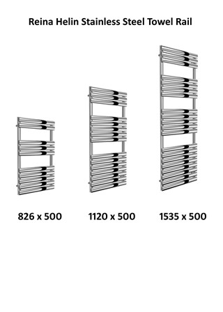 Reina Helin Straight Stainless Steel Heated Towel Rail 