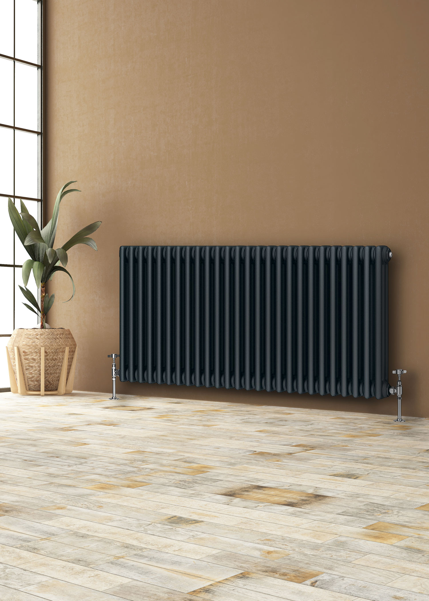 Apollo Column Radiator Finished in Matt Anthracite - 3 Column x 600mm Height